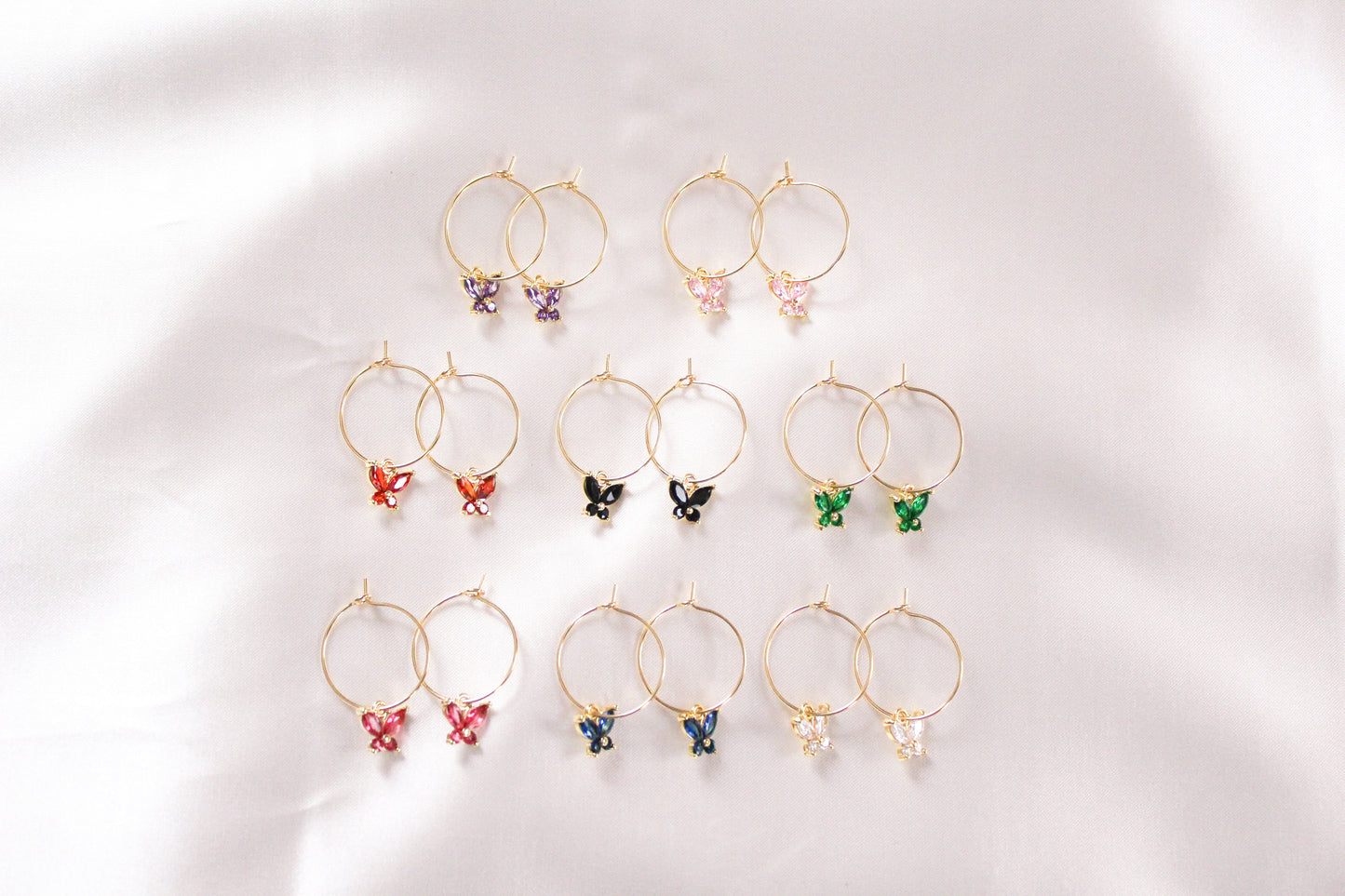 Crystal Butterfly Hoops