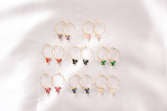 Crystal Butterfly Hoops