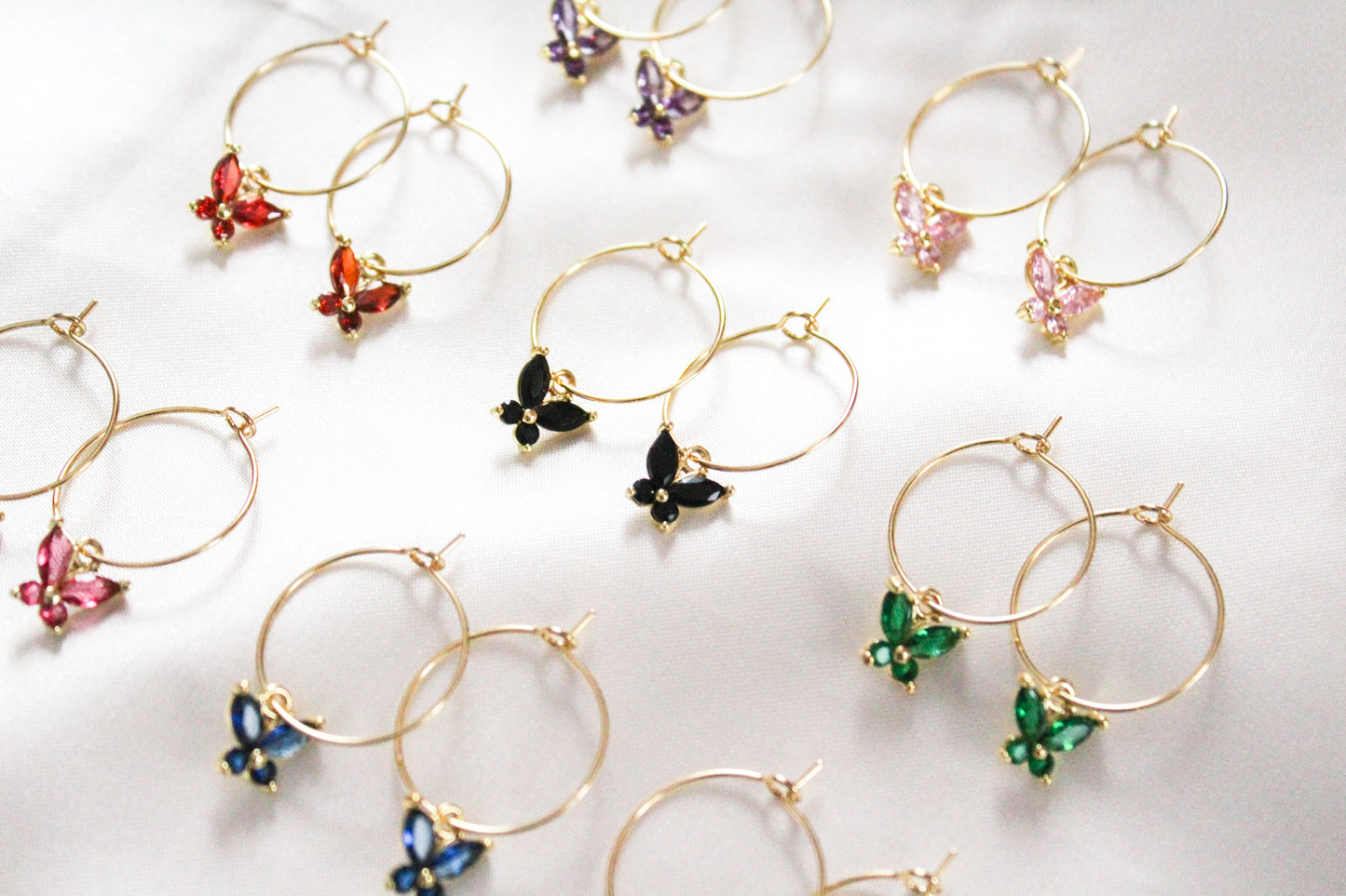 Crystal Butterfly Hoops
