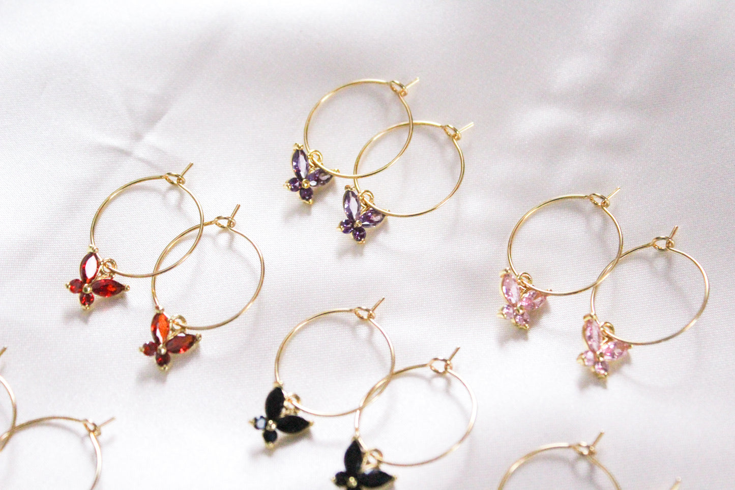 Crystal Butterfly Hoops