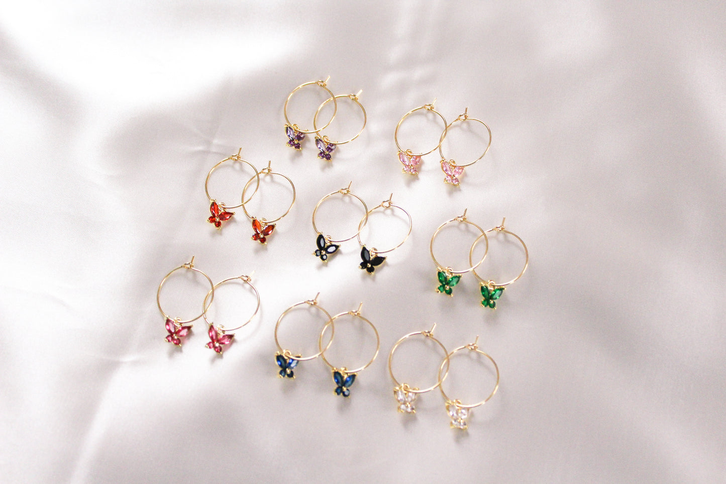 Crystal Butterfly Hoops