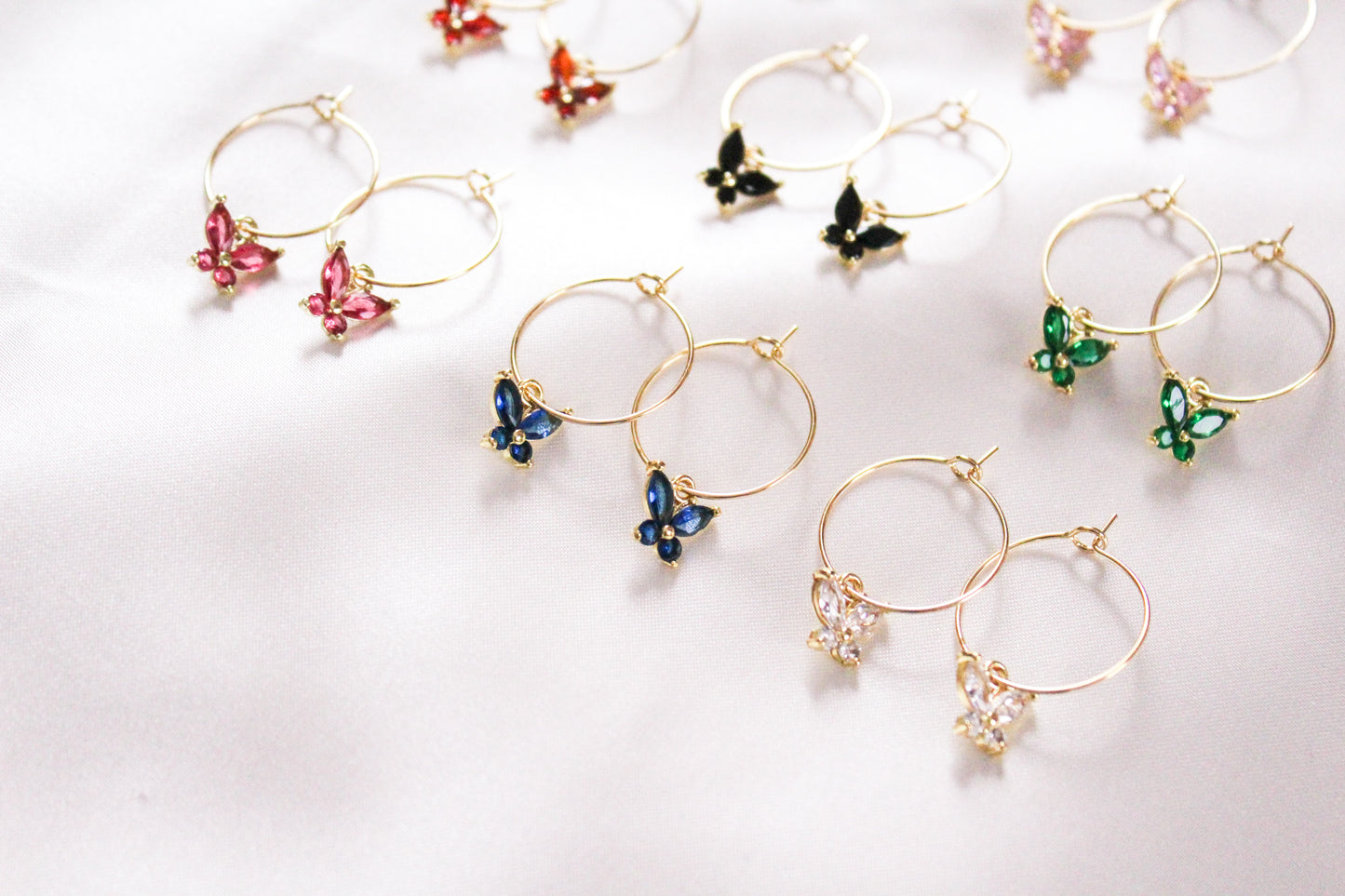 Crystal Butterfly Hoops