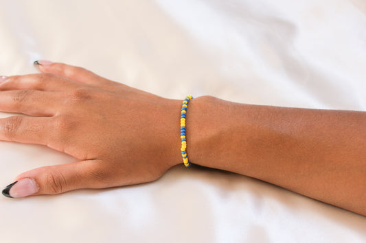 Blue & Yellow Beaded Bracelet/Anklet