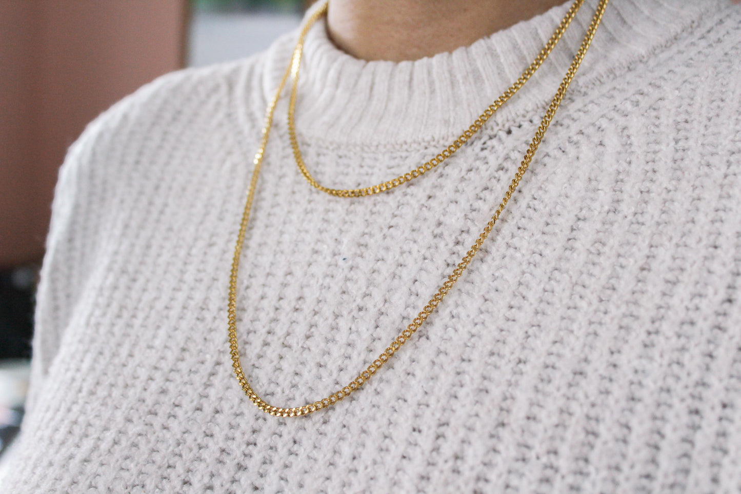 Gold Curb Chain Necklace