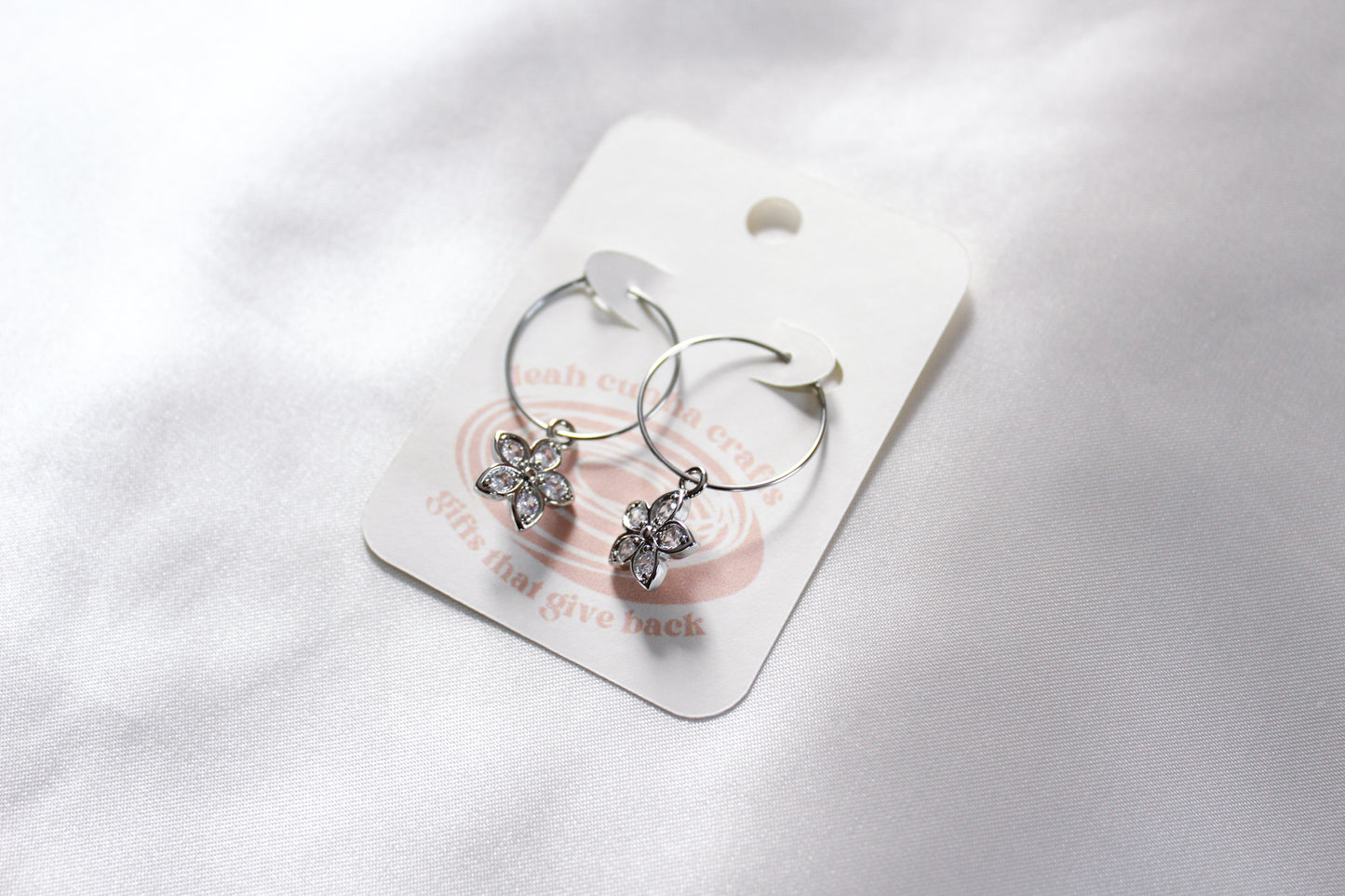 Crystal Flower Hoops