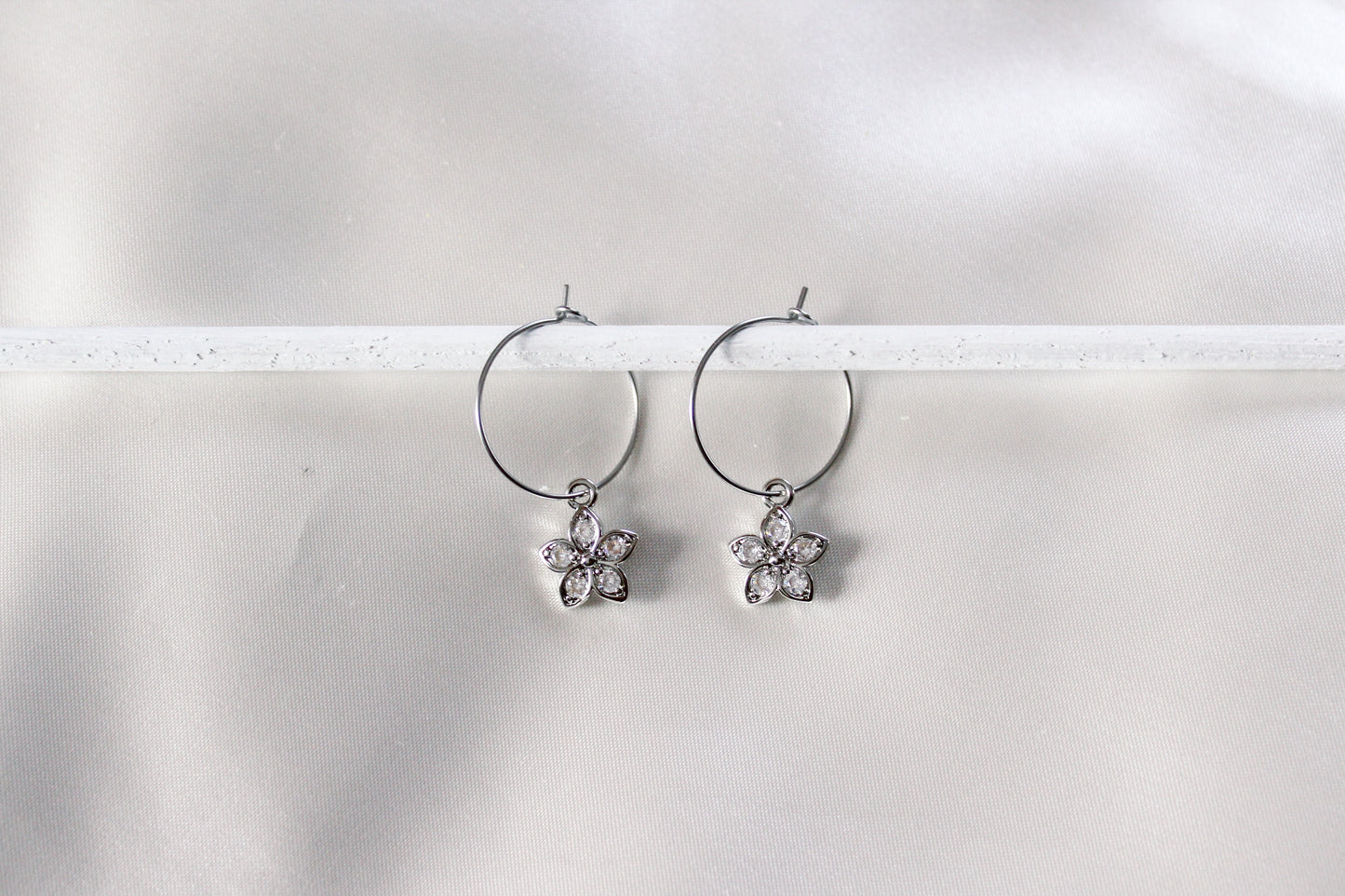 Crystal Flower Hoops