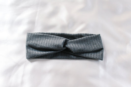 Grey Ribbed Headband