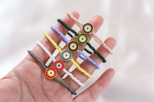 Circle Evil Eye Beaded Bracelet