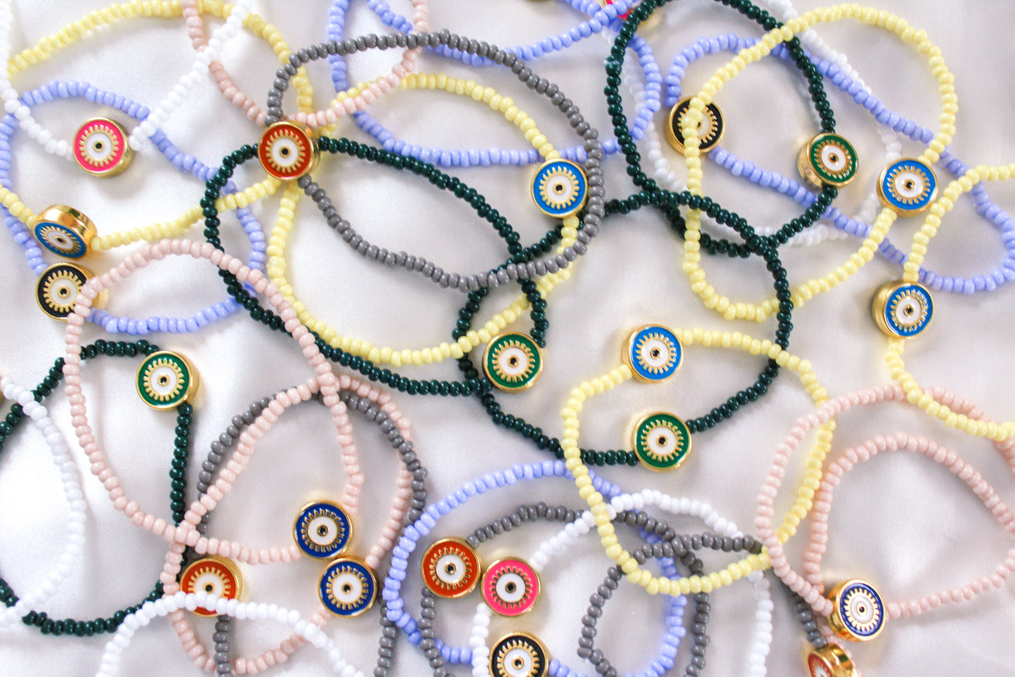 Circle Evil Eye Beaded Bracelet