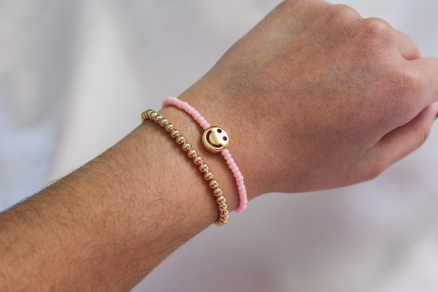 18k Gold Smiley Beaded Bracelet