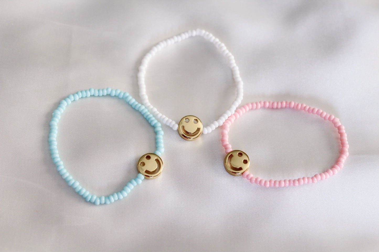 18k Gold Smiley Beaded Bracelet