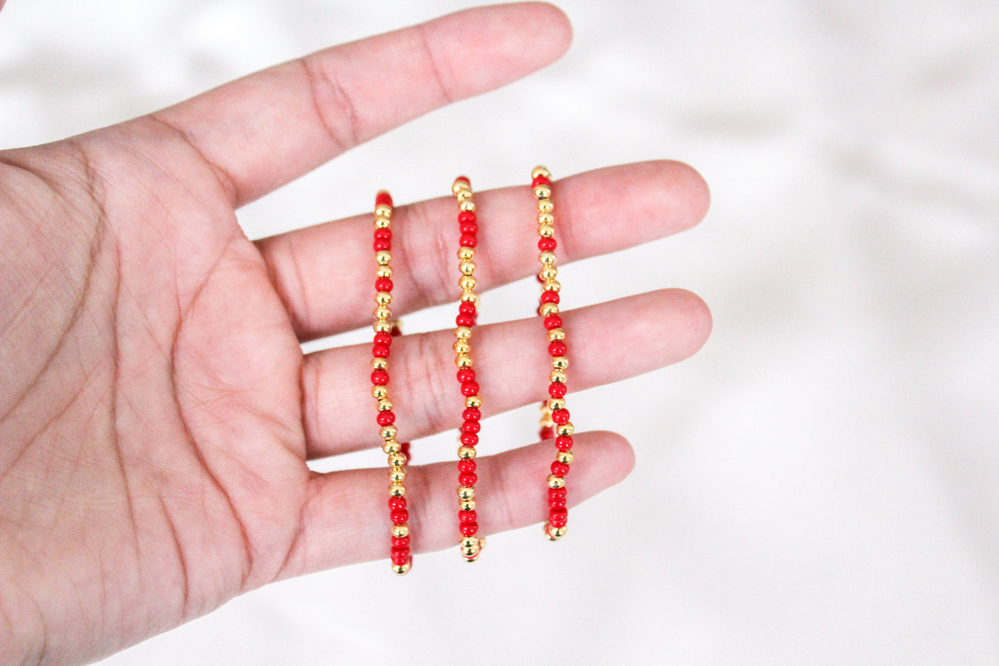 Red & Gold Beaded Bracelet