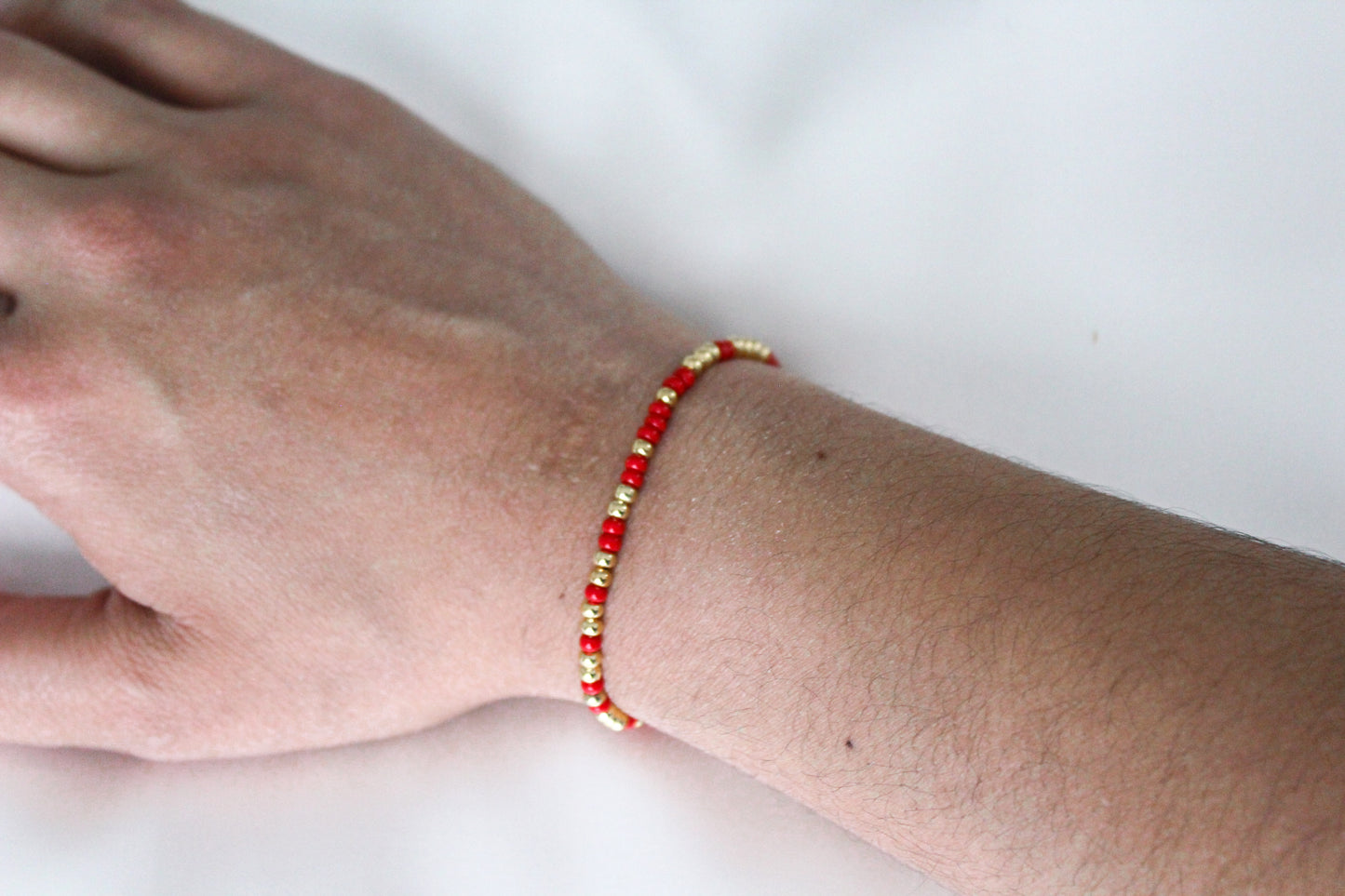 Red & Gold Beaded Bracelet