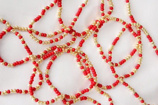 Red & Gold Beaded Bracelet